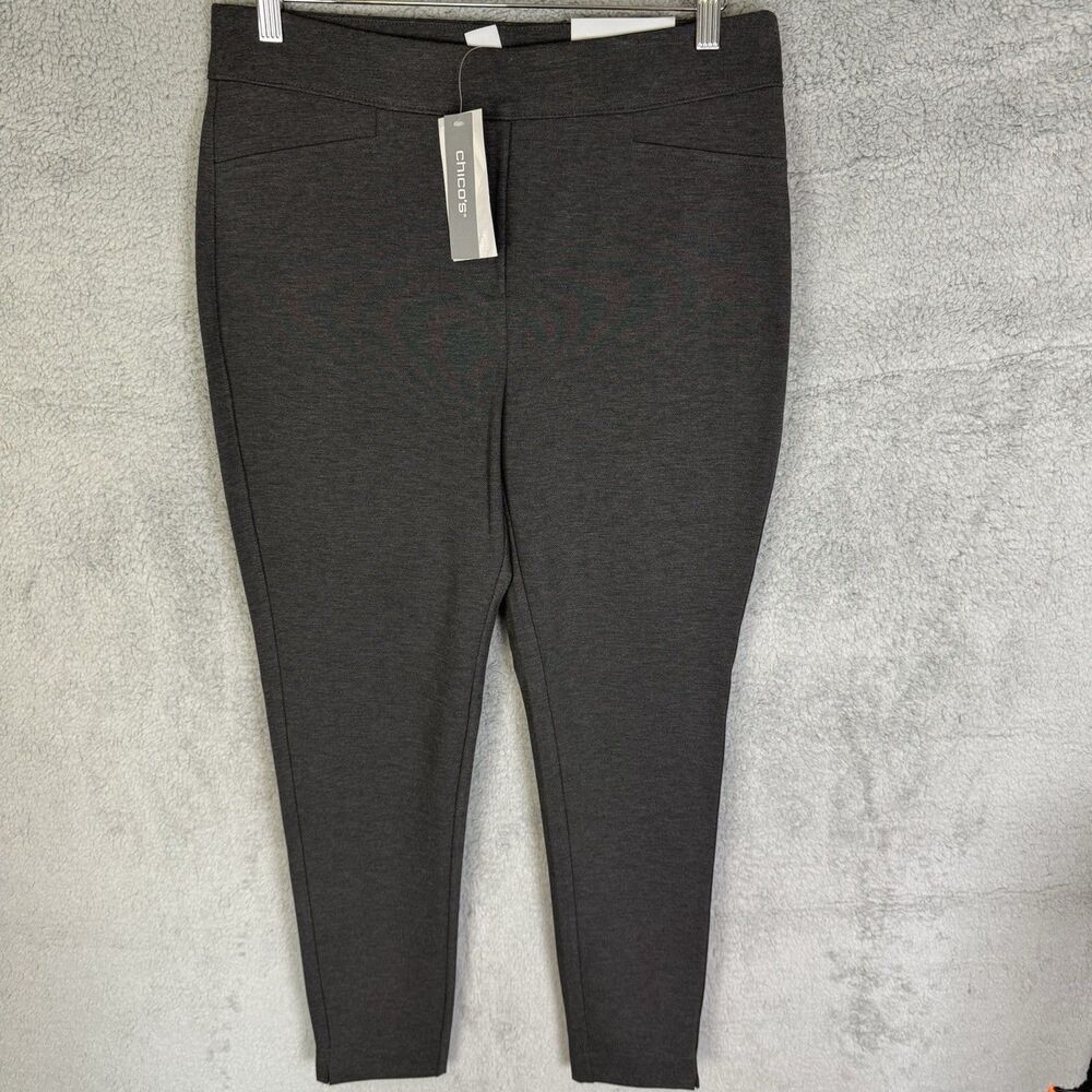 S Chicos Ponte Leggings Size 2R US 12 Gray Stretch Pull On NWT